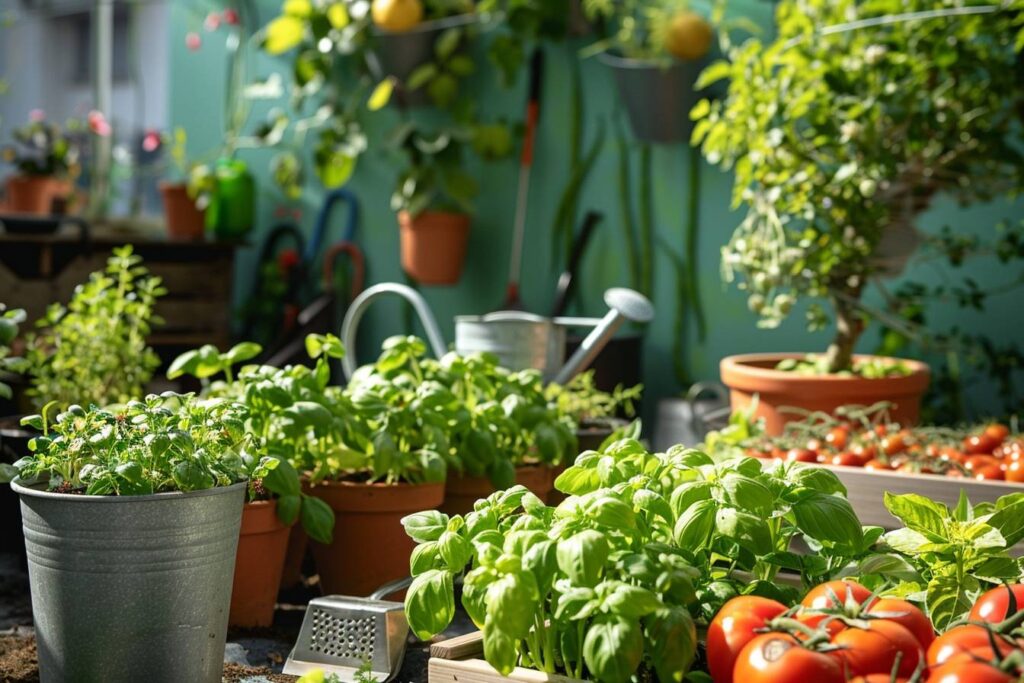 Un jardin luxuriant conçu pour éveiller les sens, rempli de plantes aromatiques comme la lavande, le romarin et la menthe, entourées de fleurs vibrantes aux couleurs éclatantes telles que des roses rouges, des tournesols jaunes et des iris violets. Des arbres fruitiers tels que les citronniers et les figuiers ajoutent des parfums sucrés à l’air. Un petit ruisseau serpentant au centre offre le son apaisant de l’eau qui coule, tandis qu’une allée en gravier crée un bruit subtil sous les pas. Une balançoire en bois ou un banc invite à s’asseoir pour toucher les textures variées des feuilles et des écorces. L’éclairage doux du soleil ou de petites lanternes en soirée accentue l’atmosphère sensorielle.